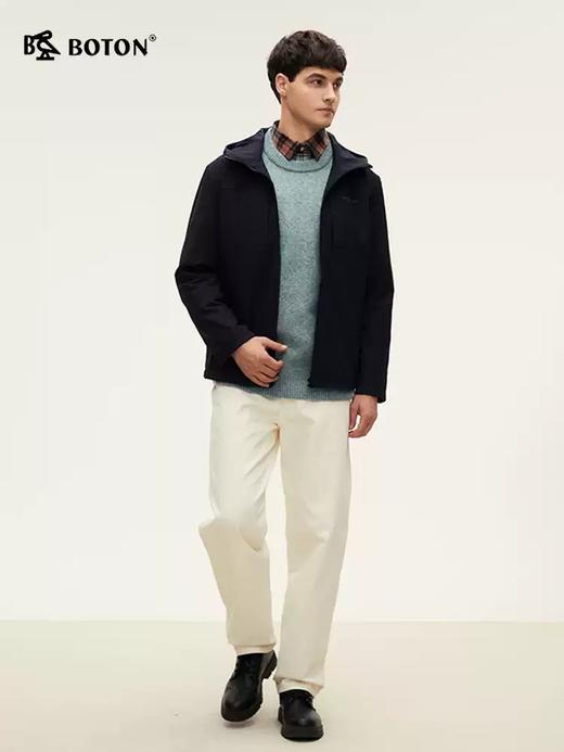 波顿男士春秋冬 夹克 绒布复合 连帽弹力舒适保暖合身款MJ018324 商品图1
