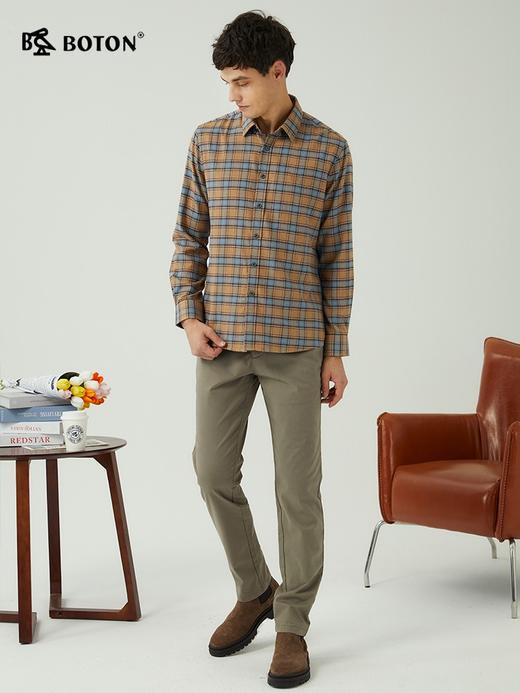 波顿男士春秋冬 衬衫 磨毛格纹 柔挺修身休闲长袖常规款MS708323 商品图2