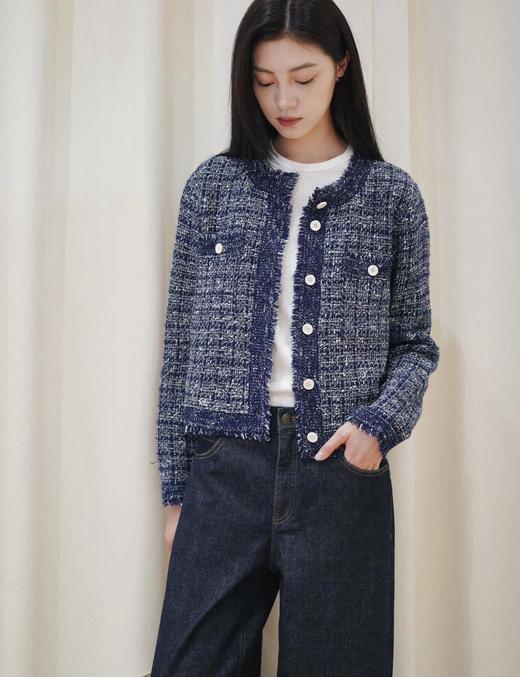 之禾同款拉毛牛仔感小香羊毛桑蚕丝开衫外套 商品图5