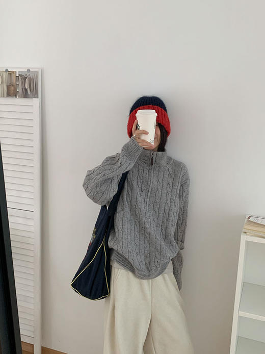 YW羊毛点点麻花半拉链套头毛衣(LH)(LD)-纪念日百货167098281 商品图3