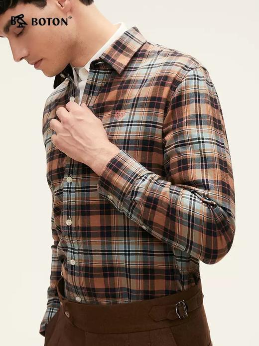 [抗菌除臭]波顿男士春秋冬季 衬衫 磨毛格纹 柔暖合身休闲长袖款MS066324 商品图1