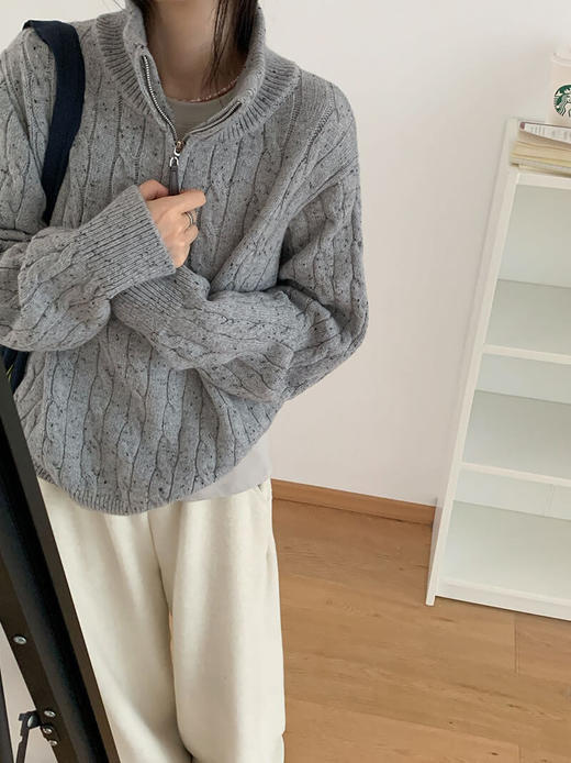 YW羊毛点点麻花半拉链套头毛衣(LH)(LD)-纪念日百货167098281 商品图0