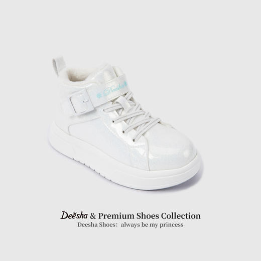 笛莎Deesha 女童童鞋2025冬季新款加绒高帮板鞋 商品图1