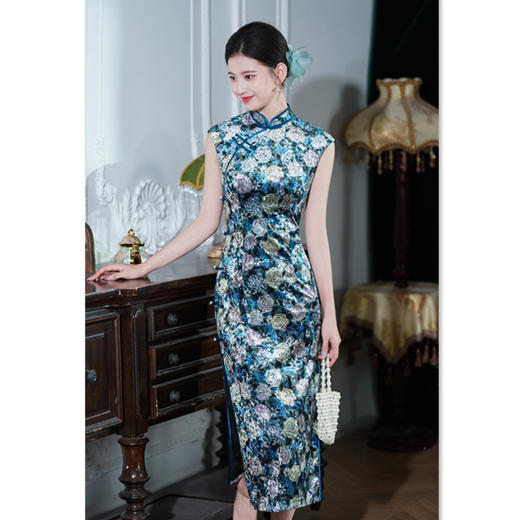 GX无袖国风中式长款改良旗袍2025初秋新款复古修身气质日常可穿旗袍 商品图2