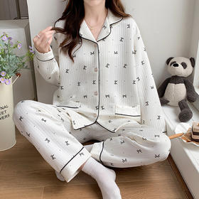 秋冬季【空气棉夹层睡衣】新款加厚甜美蝴蝶结长袖套装 家居服可外穿睡衣