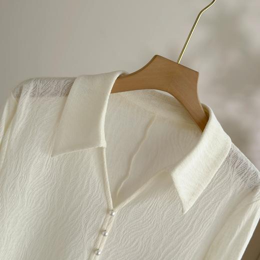 「自」全新升级【铂金会员247/天猫329/差价82】(00400)洛诗琳肌理感Polo领衬衫2025年秋季羊毛混纺修身针织上衣女 商品图1