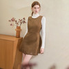 西遇复古柔雾感麂皮背心裙女秋季镂空花边收腰显瘦连衣裙短裙V3455240 商品缩略图3