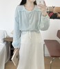 【秋上新】重工蕾丝~水洗棉560蕾丝长袖小衫上衣-喜出 商品缩略图2