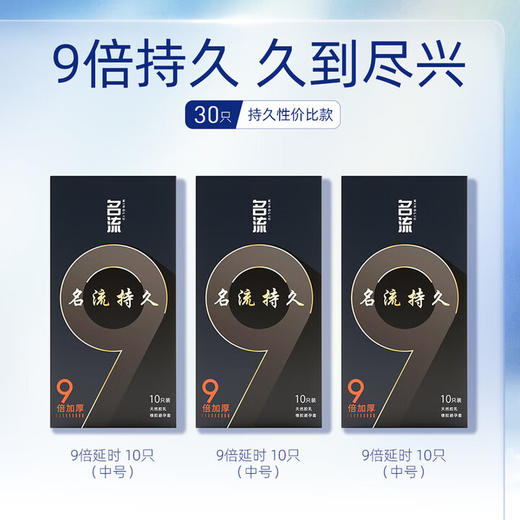 名流延时避孕套男专用持久防狼牙早发泄敏感套安全套女性秒喷情趣用品 【持久尝鲜30只】9倍加厚持久10只*3盒 商品图0