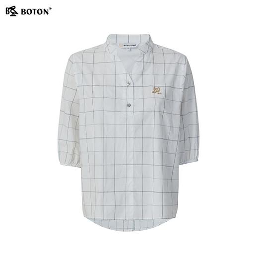 波顿女士夏季黑白格短袖格子衬衫LS053225 商品图5