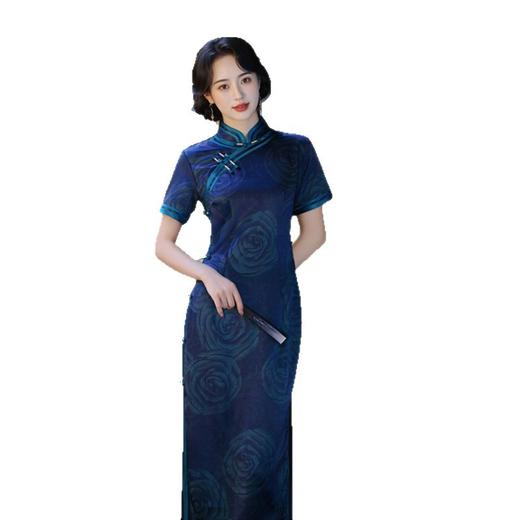 SYK5825188老上海军阀阔太太长款旗袍2025秋季新款复古中国风长款短袖旗袍裙 商品图4