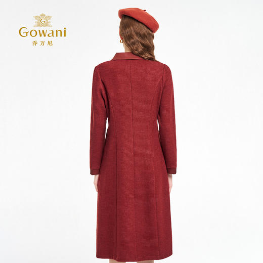 乔万尼2025秋新品复古琥珀红修身收腰连衣裙ED3E291 商品图4