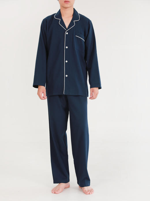 官网348！日系无印情侣棉法兰绒磨毛长袖长裤套装无侧缝男女睡衣睡裤家居服 商品图4