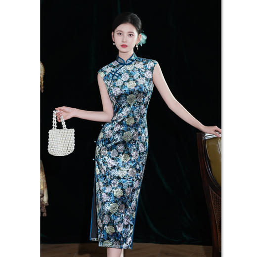 GX无袖国风中式长款改良旗袍2025初秋新款复古修身气质日常可穿旗袍 商品图3