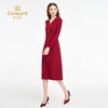 乔万尼2025秋新品高级宴会红装收腰V领连衣裙ED3E311 商品缩略图3