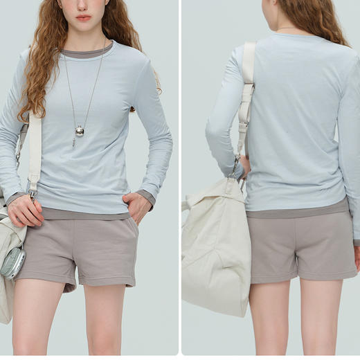 跃牌【周游世界】秋冬新款通勤百搭款运动长袖T恤圆领宽松休闲健身服上衣TP0751 商品图1