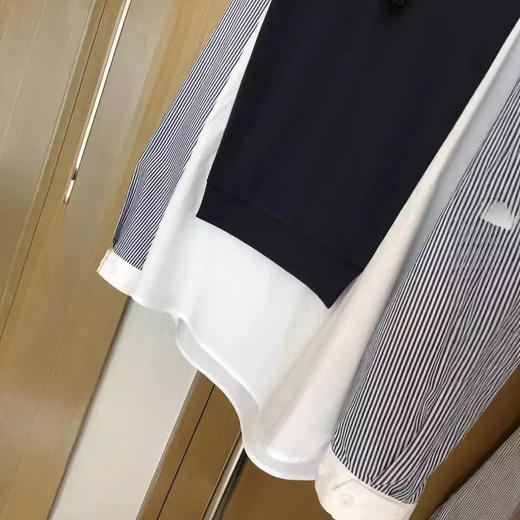 【断码清仓，无退换】日本客供料！设计师款~2025宽松显瘦条纹袖假两件时髦圆领卫衣女春 商品图4