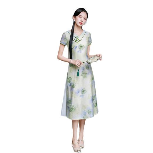 GX现代时尚改良新中式长款低领旗袍女装 2025初秋款日常可穿V领旗袍 商品图4