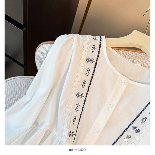 【秋上新】刺绣款～水洗棉635刺绣蕾丝边小衫上衣-喜出 商品图4