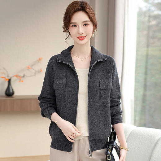 W501-2645-95-168妈妈春装洋气外套2025新款中老年女装时尚短款针织开衫婆婆上衣服 商品图3