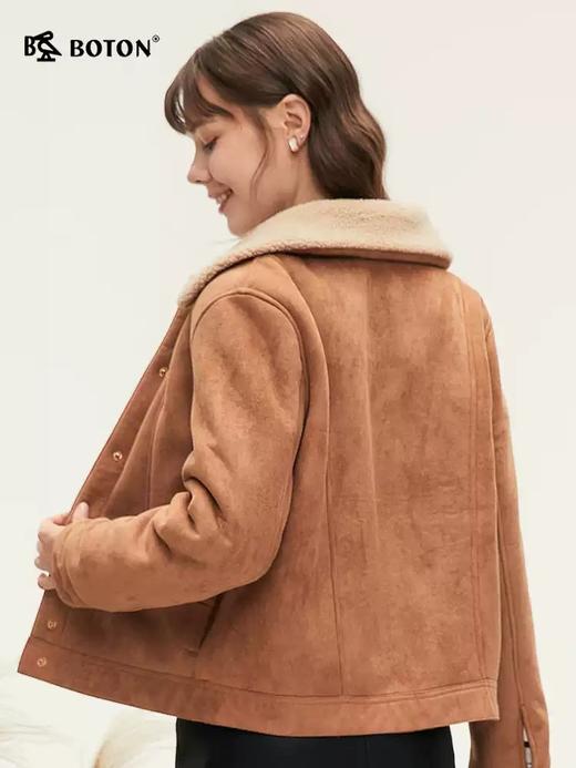 波顿女士秋冬 短款外套 柔暖松弛 鹿皮绒羊羔绒宽松款LJ920324 商品图1
