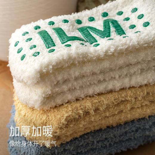 靴下物秋冬珊瑚绒女士加绒加厚中筒袜子保暖点胶防滑毛巾地板袜 商品图3