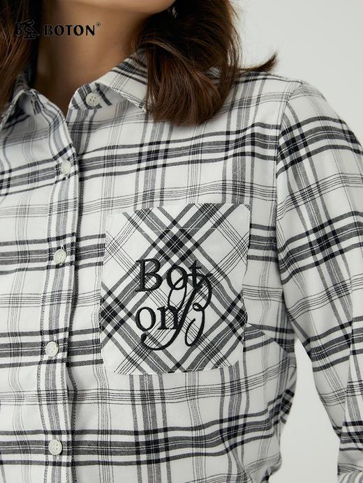 [长绒棉]波顿女士春秋冬 衬衫 磨毛格纹 柔暖合身休闲长袖款LS988323 商品图4