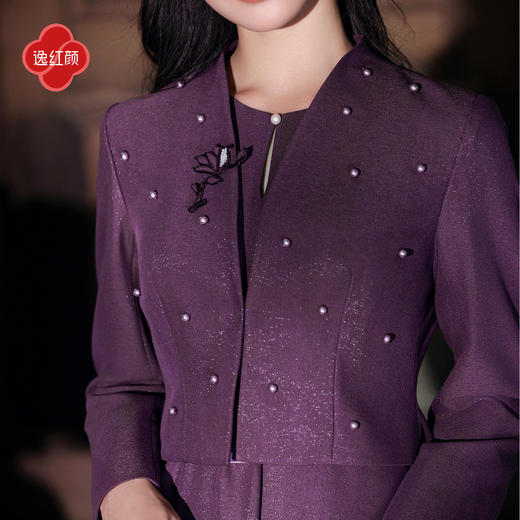 逸红颜知璇2025秋冬新款轻奢亮丝挺括tr手工钉珠截短复古小外套女 商品图4