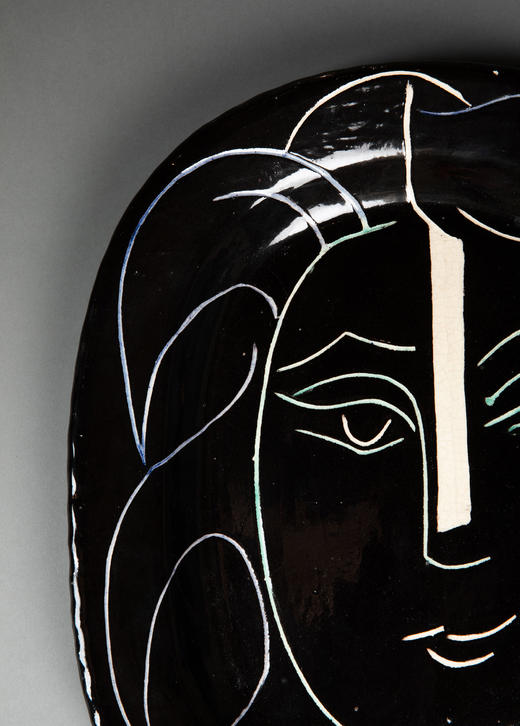 独角鹿西洋古董1953年代西班牙艺术巨匠毕加索与法国Madoura工坊合作出品限量装饰陶盘「Visage Au Collier (A.R.220) 戴项链的面庞 220」 商品图2