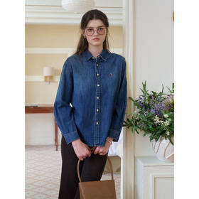 SimpleRetro美式复古水洗通勤牛仔衬衫女秋