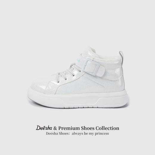 笛莎Deesha 女童童鞋2025冬季新款加绒高帮板鞋 商品图0