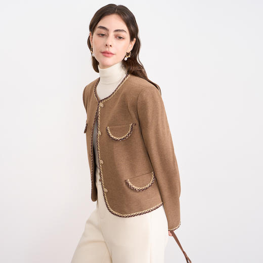 EITIE爱特爱复古高级感优雅气质小香风显瘦短外套2025秋冬新款D2503911 商品图2