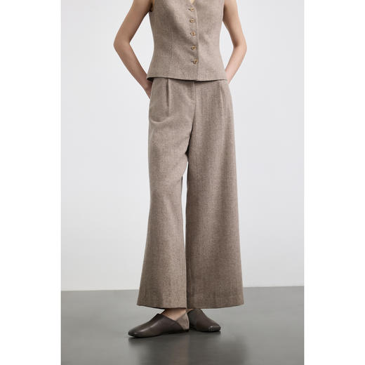 PURE TOUCH女装 25秋冬新款羊毛混纺西装裤通勤高腰直筒厚款长裤 商品图5