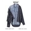 8035SDSA秋冬新款痞帅男装潮牌牛仔拼接设计翻领长袖衬衫宽松街头衬衣 商品缩略图1