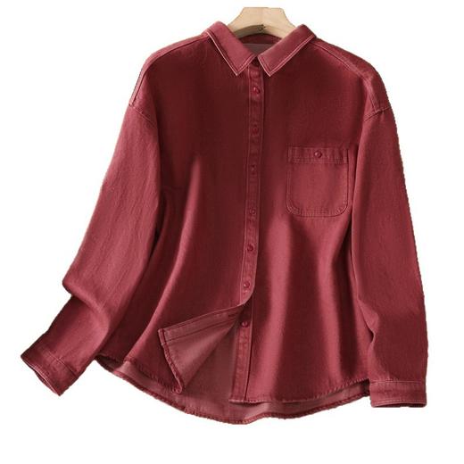 GYH 809休闲简约牛仔衬衫休闲宽松气质上衣翻领衬衣 商品图4