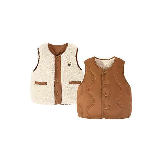 【泰迪熊IP联名】迷你巴拉男女童马甲宝宝毛绒双面穿保暖背心 商品图4