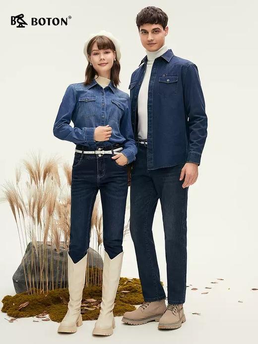 波顿女士秋冬季工装风口袋长袖牛仔衬衫LS033324 商品图3