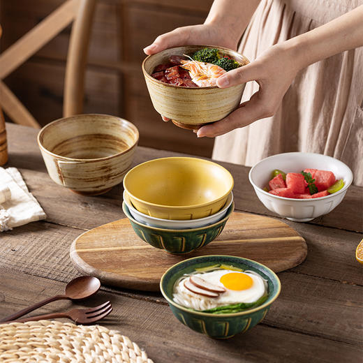 摩登主妇陶瓷米饭碗家用2025新款高颜值碗具个人专用斗笠吃饭小碗 商品图0