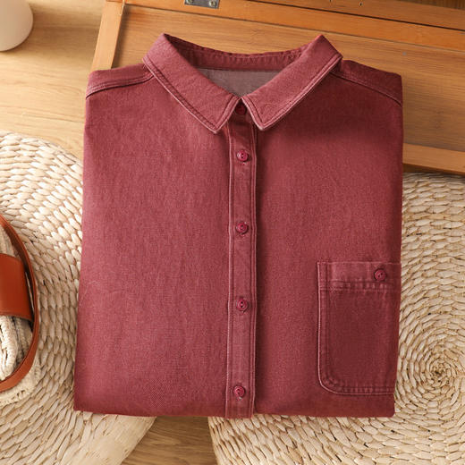 GYH 809休闲简约牛仔衬衫休闲宽松气质上衣翻领衬衣 商品图1