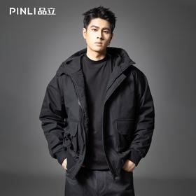 PINLI品立2025秋季新款潮牌连帽宽松夹克男士插肩袖休闲百搭外套GD253104002