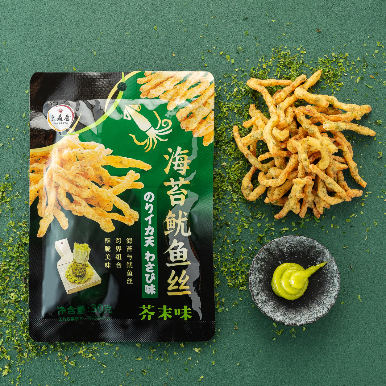 大森屋海苔鱿鱼丝即时鱿鱼条黄油芥末味酥脆零食休闲小食30g