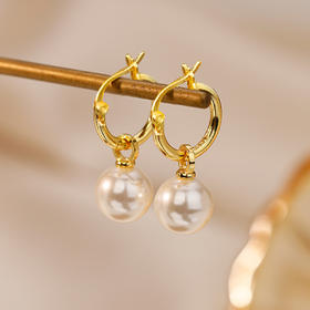 Winy s925 金秋月圆系列耳饰 金色仿珍珠气质百搭耳饰送女朋友/老婆/闺蜜生日节日礼物