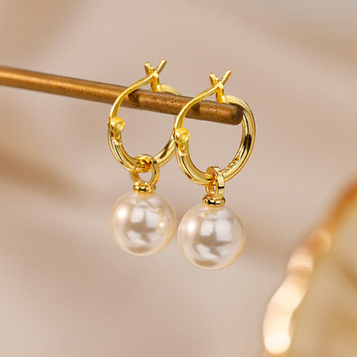 Winy s925 金秋月圆系列耳饰 金色仿珍珠气质百搭耳饰送女朋友/老婆/闺蜜生日节日礼物 商品图0