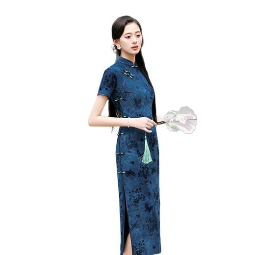 GX老上海复古国风大码旗袍2025秋新款牛奶丝植绒弹力旗袍 商品图4