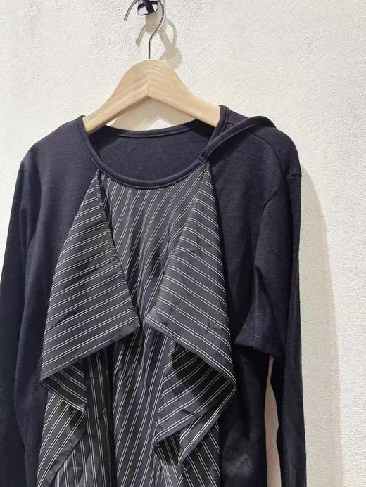 女款条纹拼接长袖T恤 商品图2