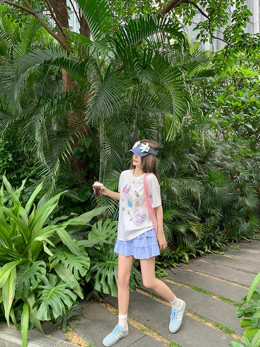 【129元任选2件】现货！韩系宽松创意印花绑带短袖T恤 商品图12