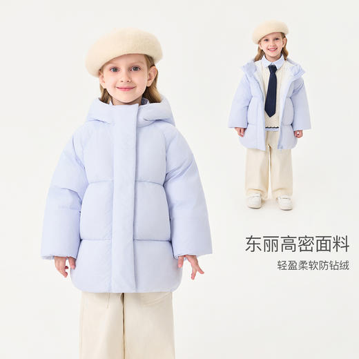 【无氟防泼水】马克珍妮女童加厚茧型连帽羽绒服2025年冬装新款551715 商品图1