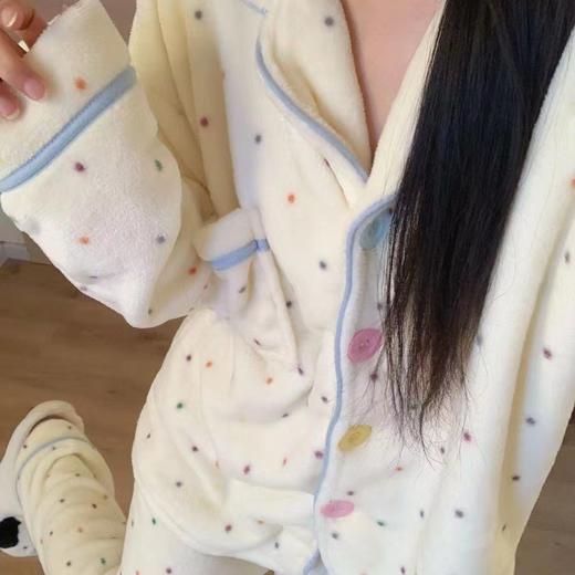 秋冬季【珊瑚绒睡衣女】新款波点可爱卡通 少女法兰绒加绒加厚套装  商品图2