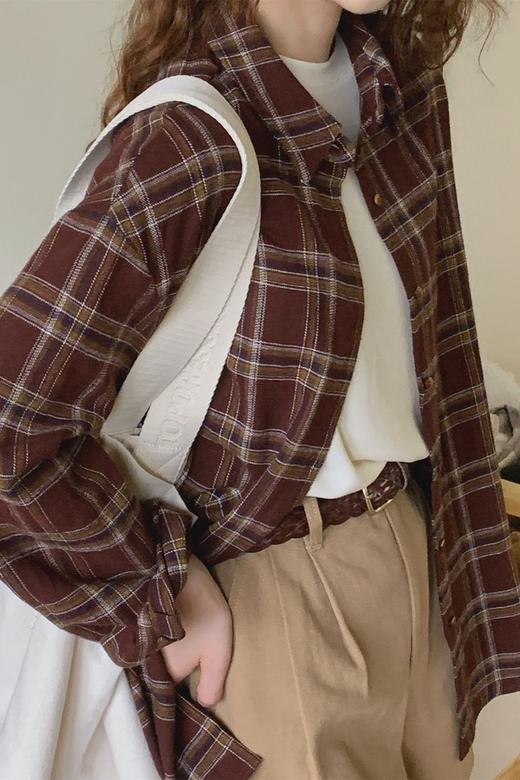 Kai & Kiera 休闲复古慵懒格子衬衣 18835 商品图2