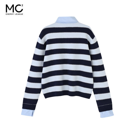 女装翻领拼接宽条纹毛衣-1820M5241003 商品图4